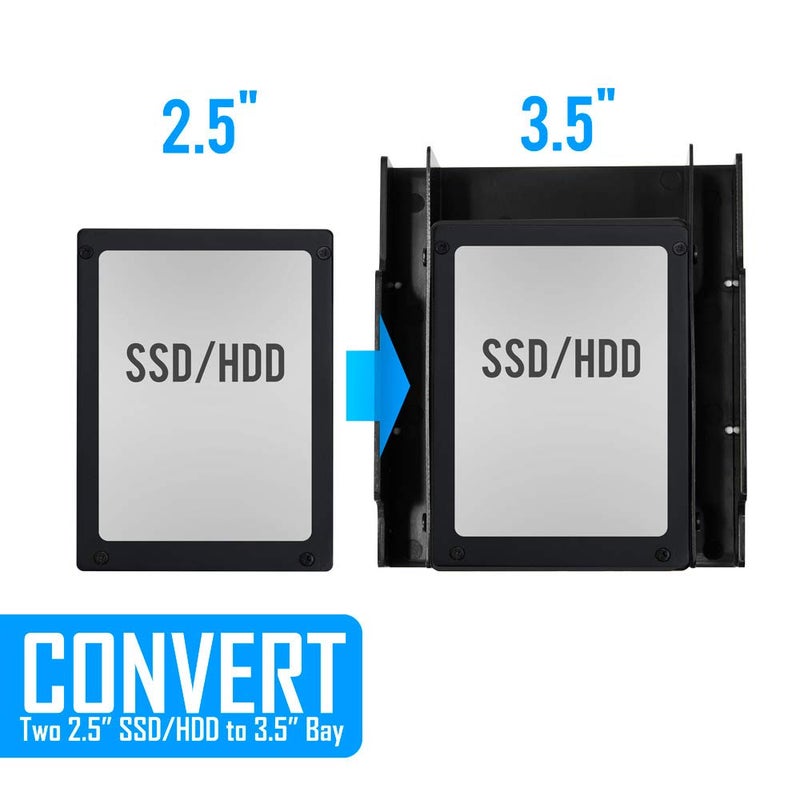 Kingwin SSD Hard Drive Mounting Kit Internal, Convert Any 2 x 2.5â€ Solid State Drive/HDD Into a 3.5 Inch Drive Bay. Mounting Screws Included, Quick and Easy Installation [HDM-226] - Image 4